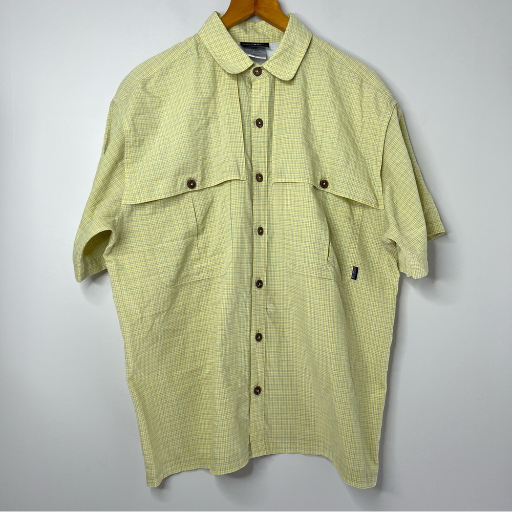 Patagonia Short-Sleeved Tropical Flats Button Down Camp Shirt Yellow Mens Large
